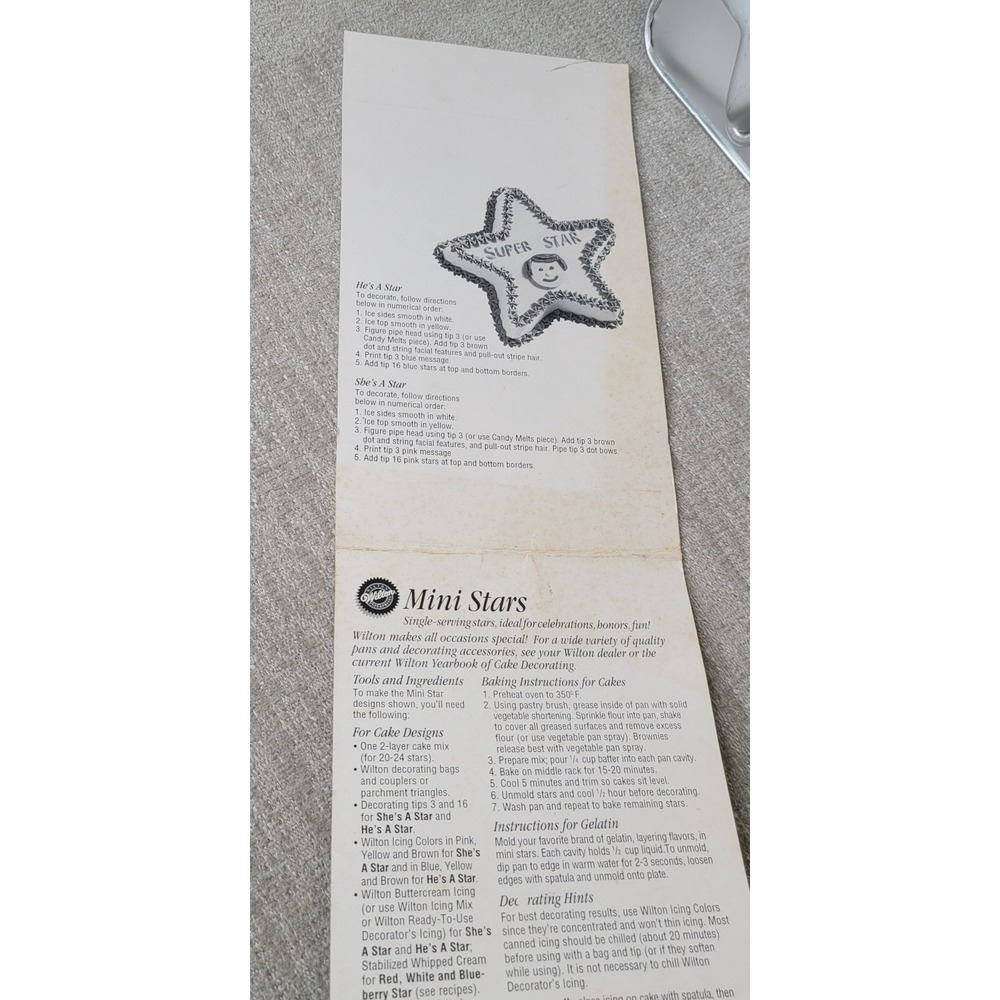 Wilton Mini Star Cake Pans Set 2 1995 Vintage Baking Treats July 4th Patriotic - Picture 4 of 10